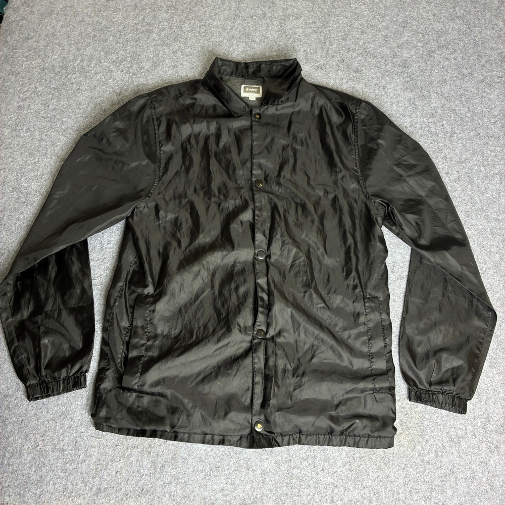 Altamont Mens Large Black Coaches Jacket Snap Front Windbreaker Lightweight